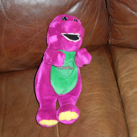 Barney Purple Dinosaur 10" Plush I Love You singing Doll Toy Vintage 1990s Lyons - Picture 1 of 6